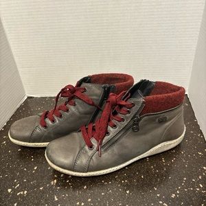 REMONTE Grey  LEATHER HIGH TOP SNEAKERS FASHION DRESS SHOES WOMENS /MEN SZ 9 /